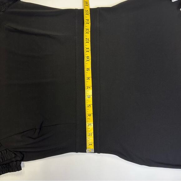 Tribal Stretch Black Dress with Ruffled Sleeves - Size Medium - Picture 12 of 14